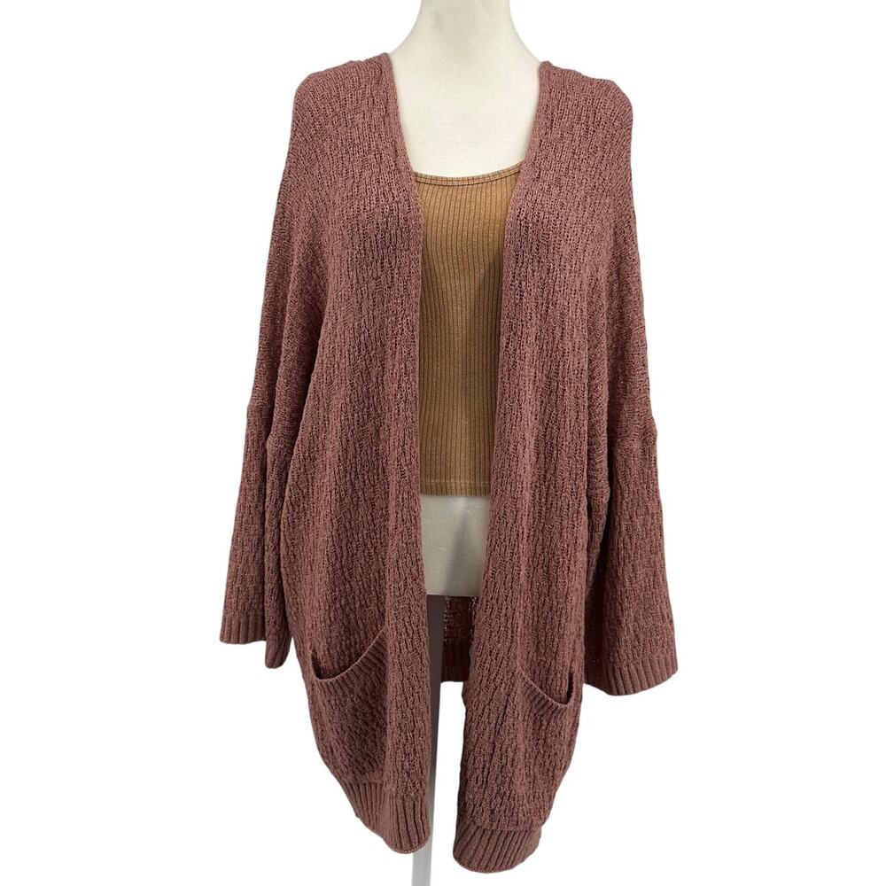 Miracle U.S.A. Long Cardigan WMNS S/M Dusty Pink Open Front Long Sleeve Pockets